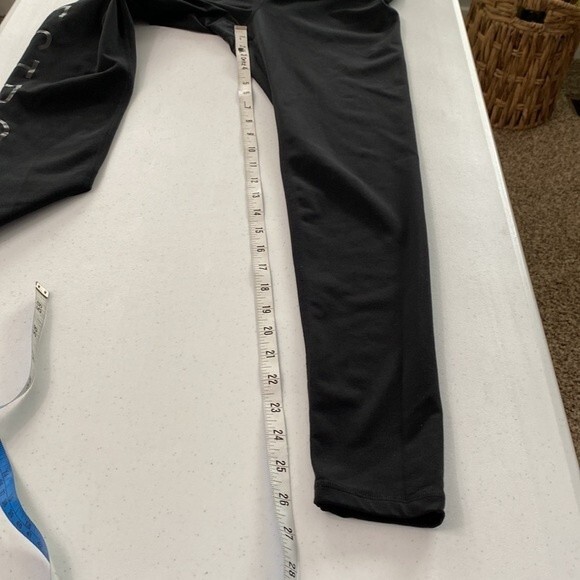 Manduka Core Strong Script Black Yoga High Waist Leggings Full Length Pocket - Picture 11 of 14